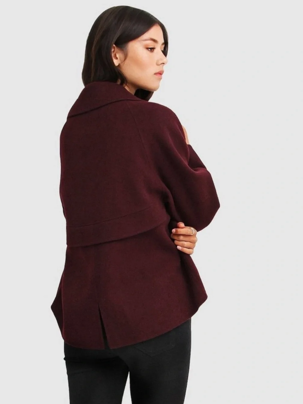 Belle & Bloom I'm Yours Wool Blend Peacoat Burgundy Small